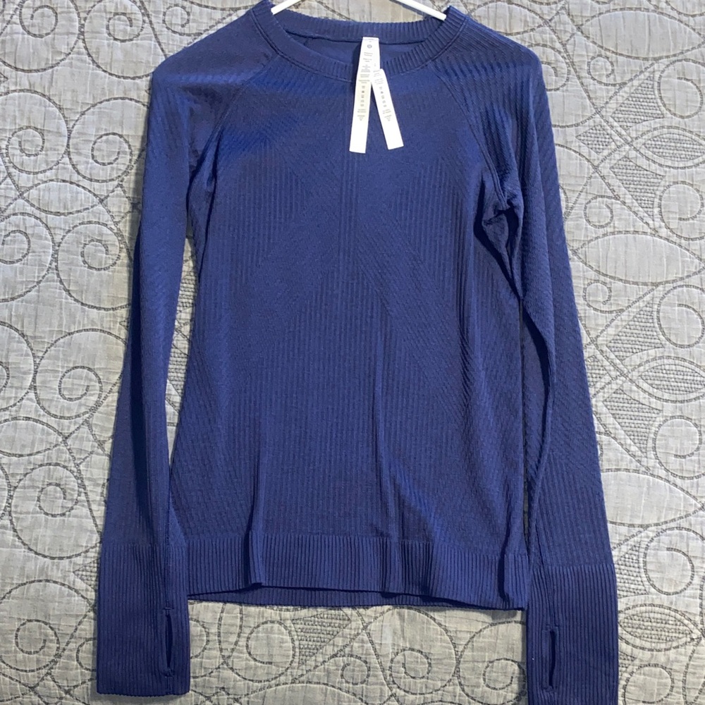 Lululemon Athletica Blue Ribbed Long Sleeve Top - Like New